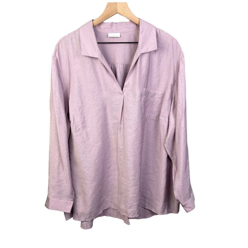 J.Jill Lavender Purple Modal Blend Split Neck‎ Tunic Blouse Long Sleeve Womens